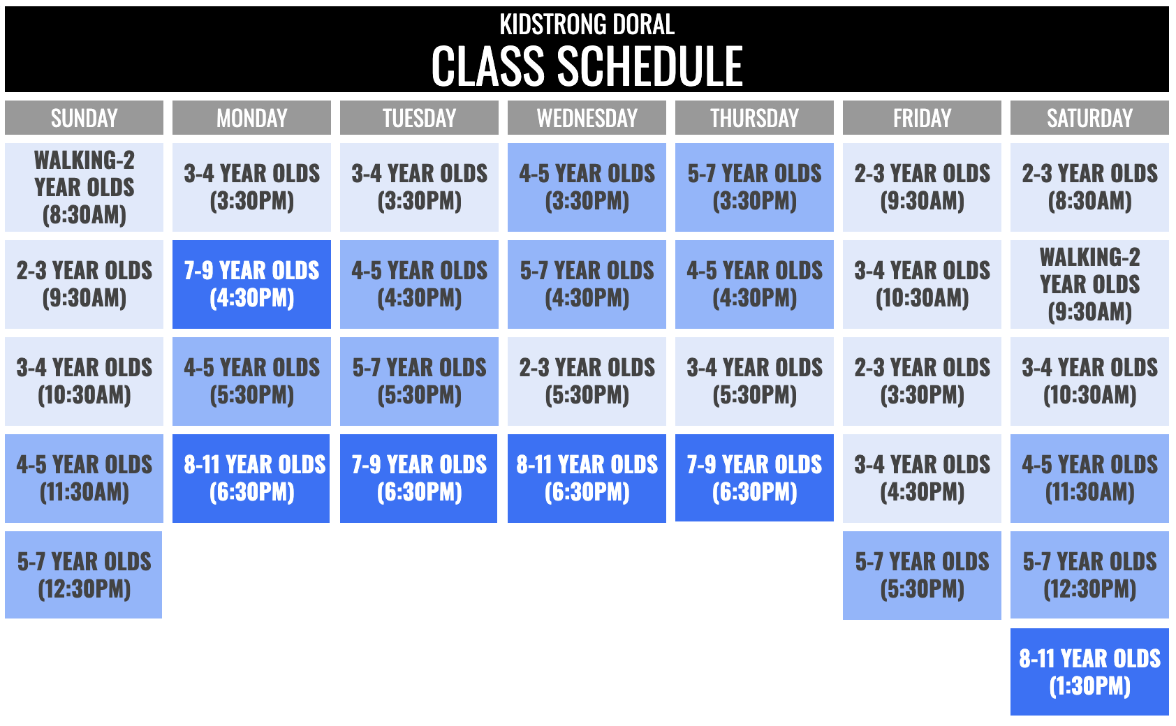 KidStrong Doral Schedule